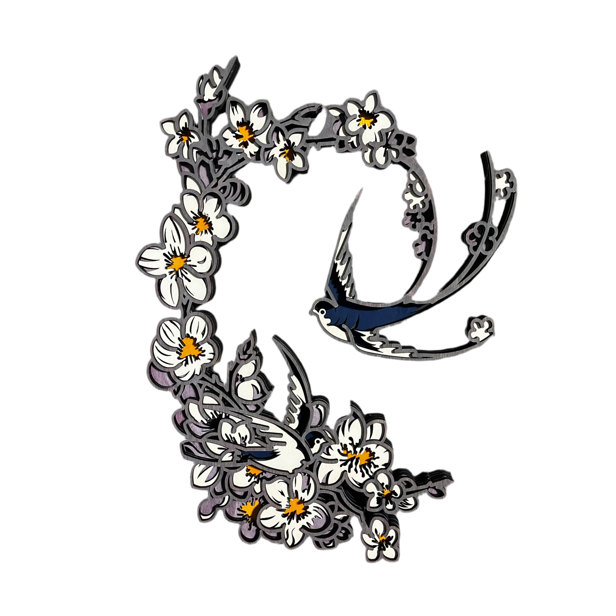 Schwalbe mit Blüten