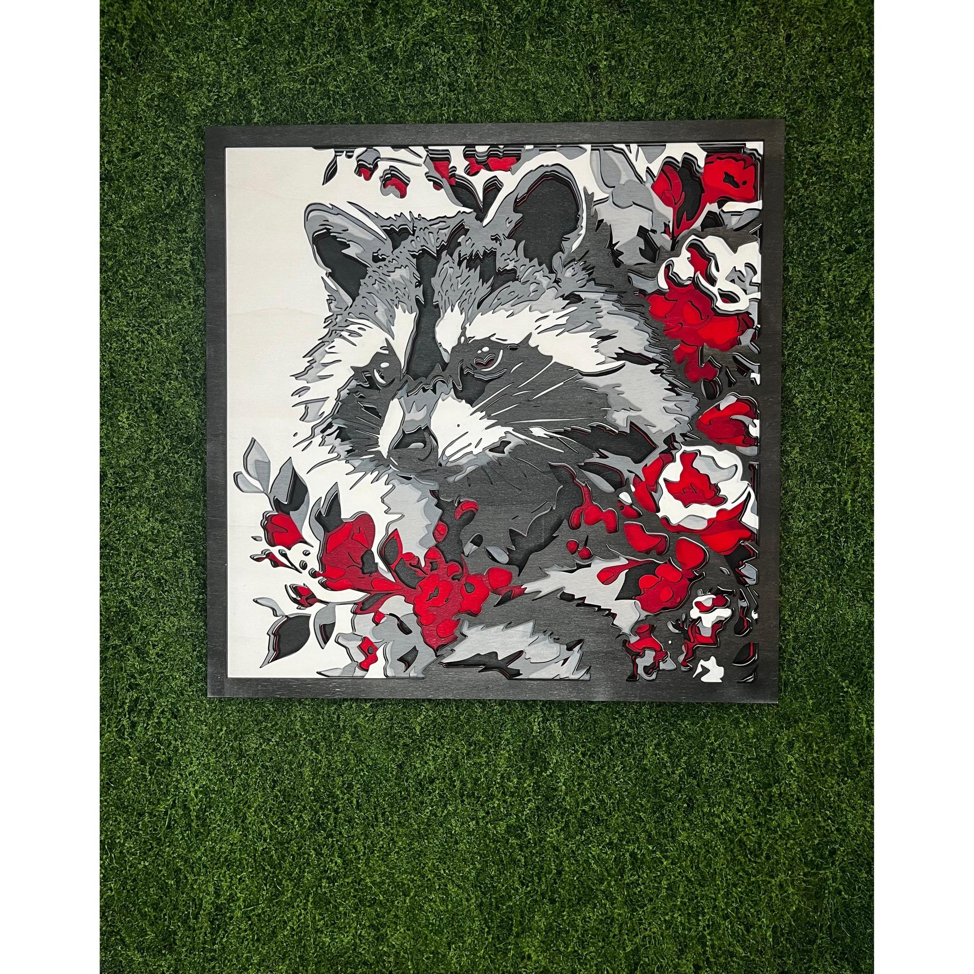 süßer Waschbär mit Kirschblüten