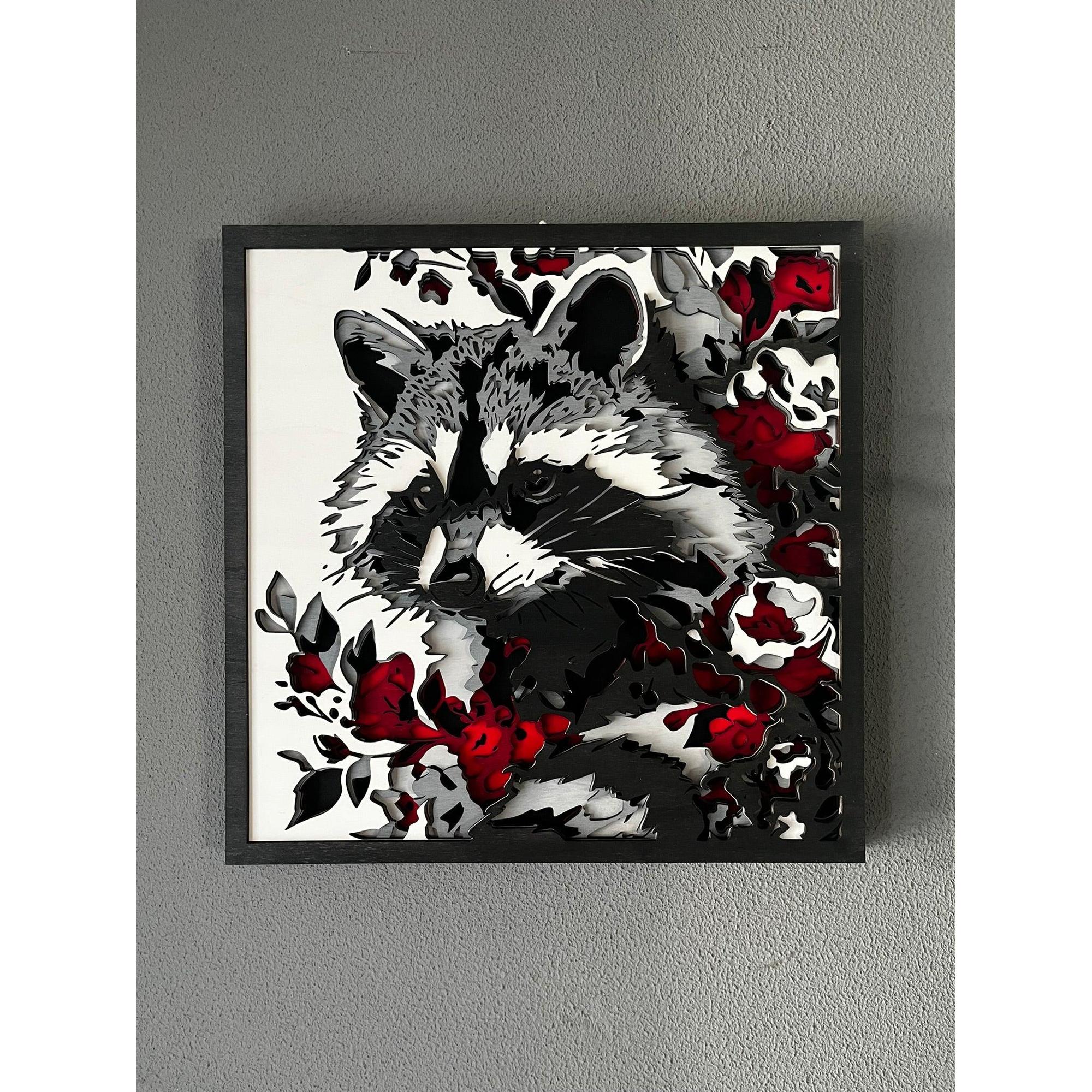 süßer Waschbär mit Kirschblüten